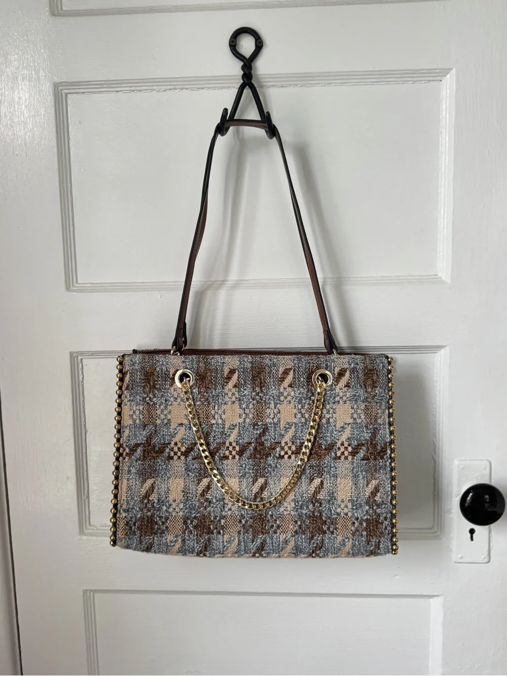 Sondra Roberts Squared Tweed Houndstooth Tote